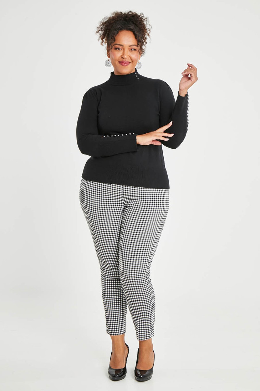 Tops bird by design | The Button Detail Knit Jumper Black