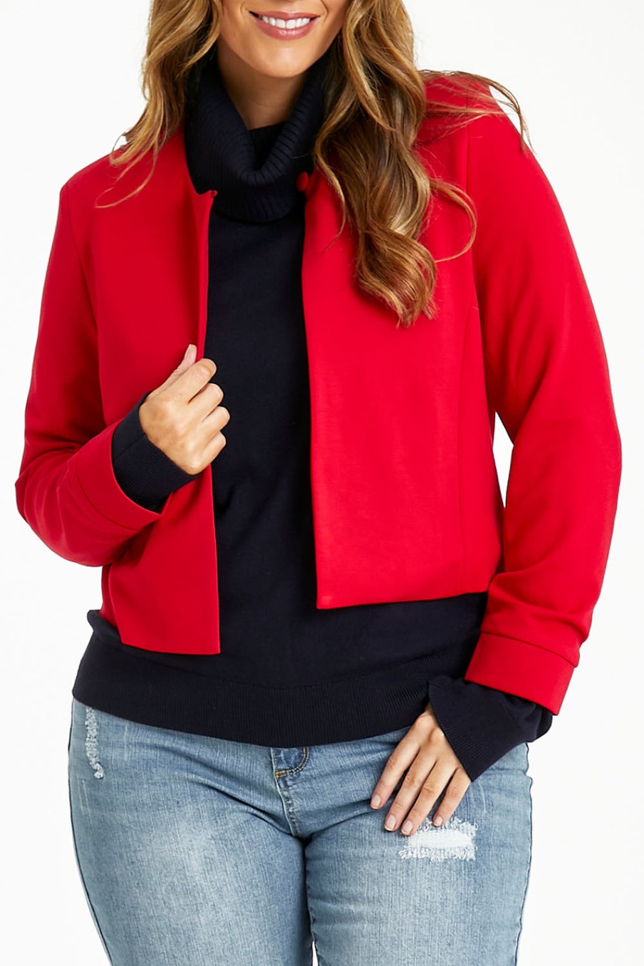 Coats & Jackets bird keepers | The Edge To Edge Ponte Blazer Red