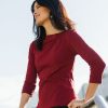 Tops bird by design | The Cotton Jersey Pleat Detail Top Burgundy