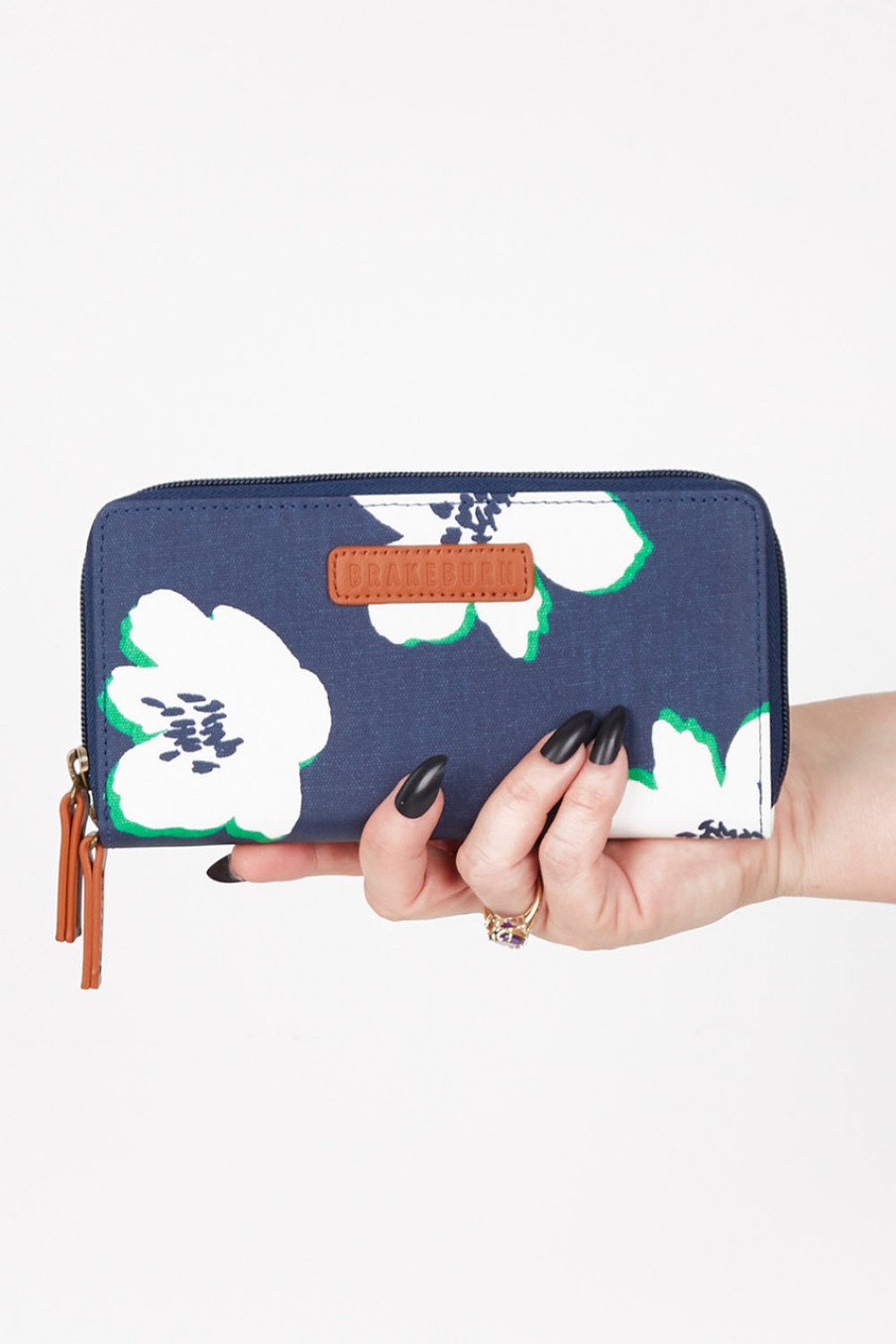 Accessories Brakeburn | Floating Lily Zip Around Purse Navy