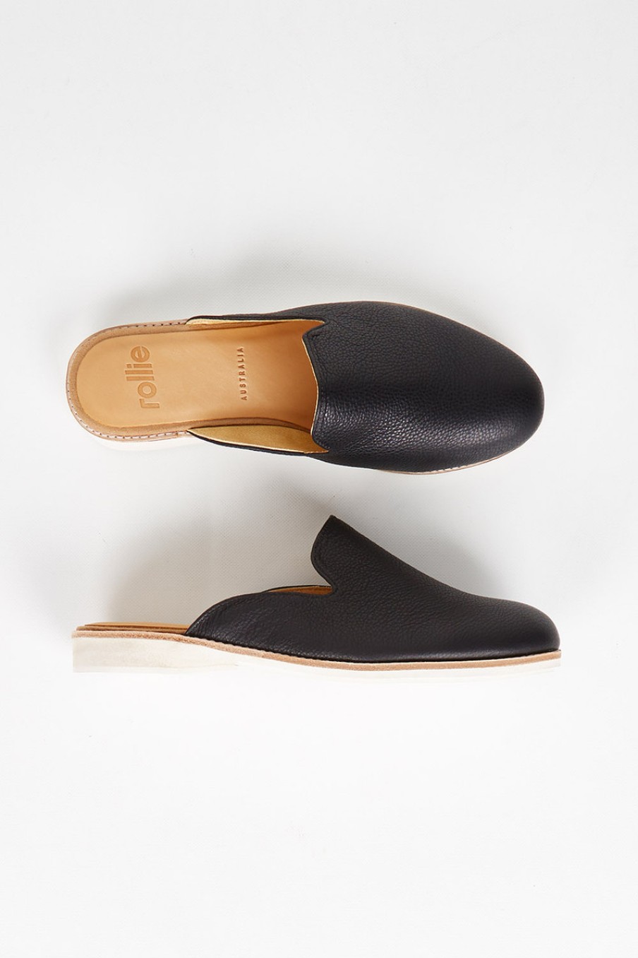 Shoes Rollie | Tumble Leather Derby Mule Black