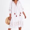 Dresses boho bird | Tea And Cake Embroidered Smock Dress White