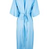 Dresses Natural for birds | Linen Cotton Blend Short Sleeve Wrap Dress Lightblue