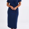 Dresses bird keepers | The Short Sleeve Side Tie Tee Dress Frenchnavy