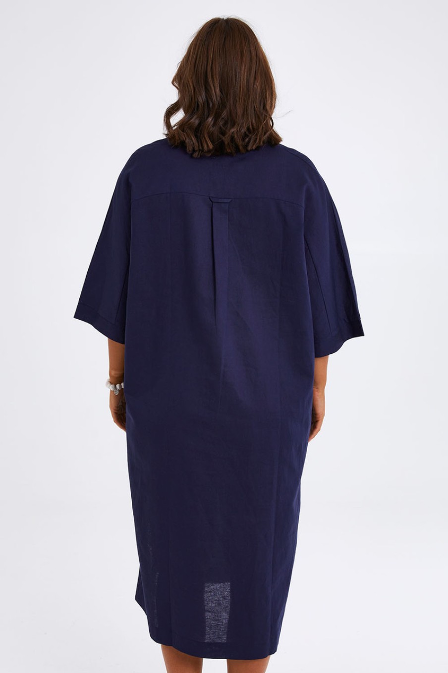 Dresses Natural for birds | Linen Cotton Throw Dress Navy