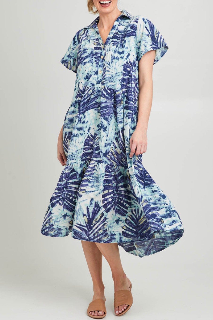 Dresses Portobello | V Neck Shirt Dress Tropical