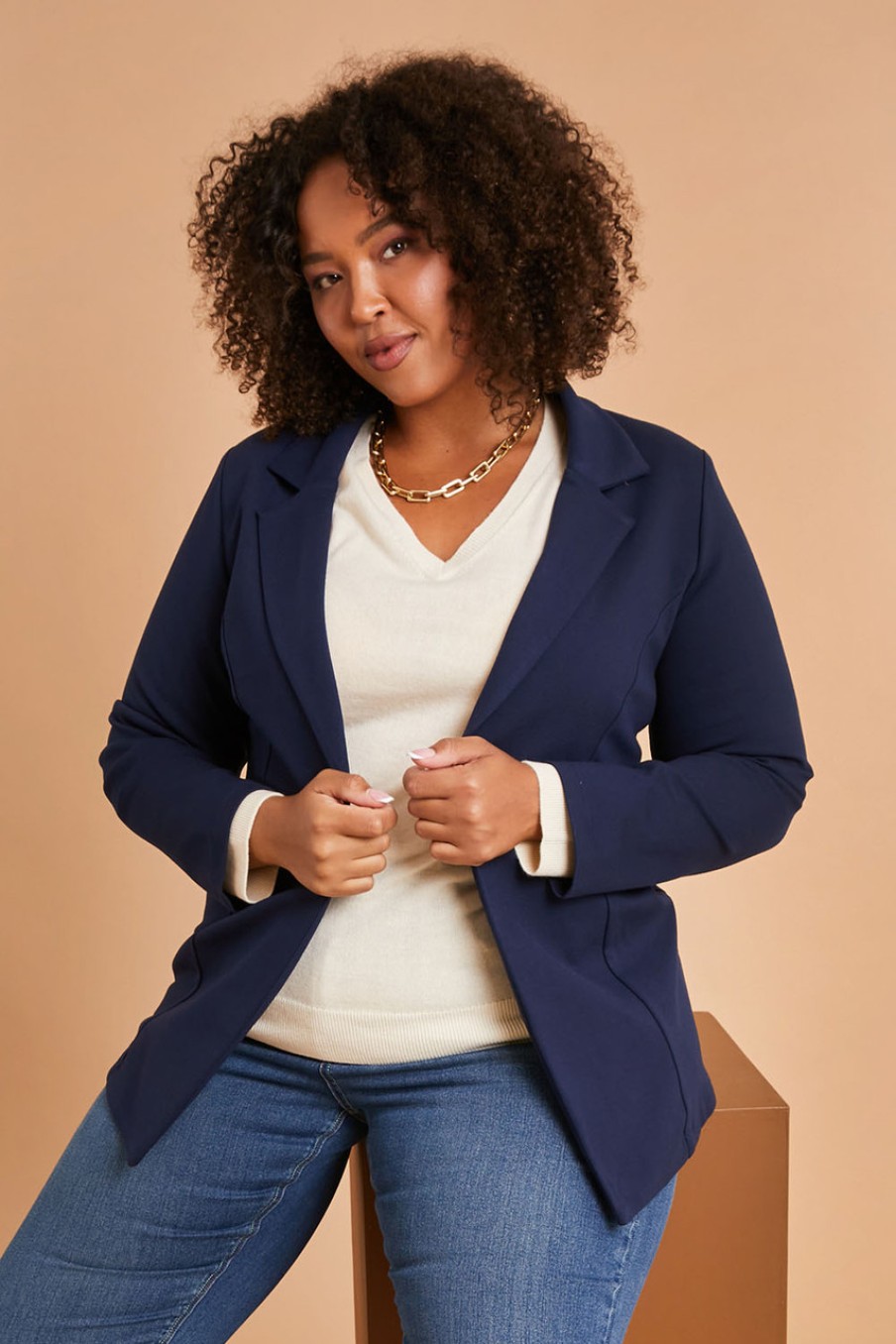 Coats & Jackets Belle bird | Belle Comfort Ponte Blazer Deepnavy