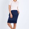 Skirts Gordon Smith | Frill Hem Pull On Linen Skirt