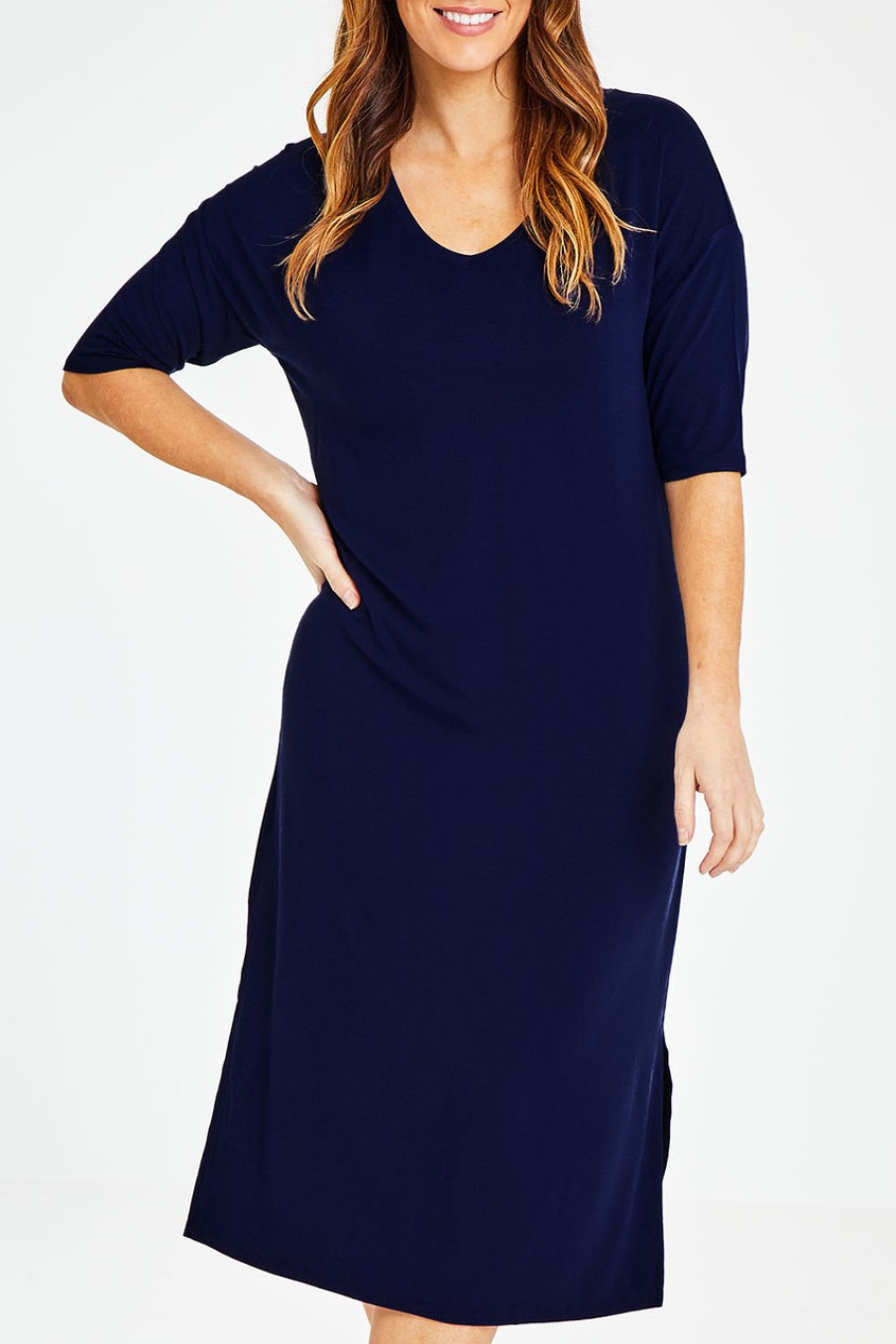 Dresses bird keepers | The 3/4 Sleeve Mid Length Tee Dress