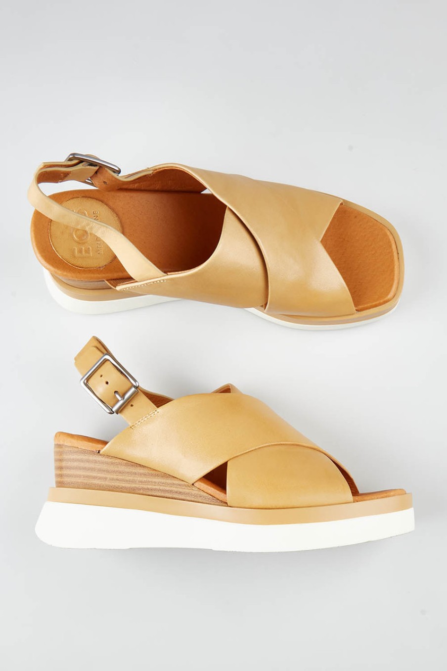 Shoes EOS | Sasille Leather Platform Sandal Tan