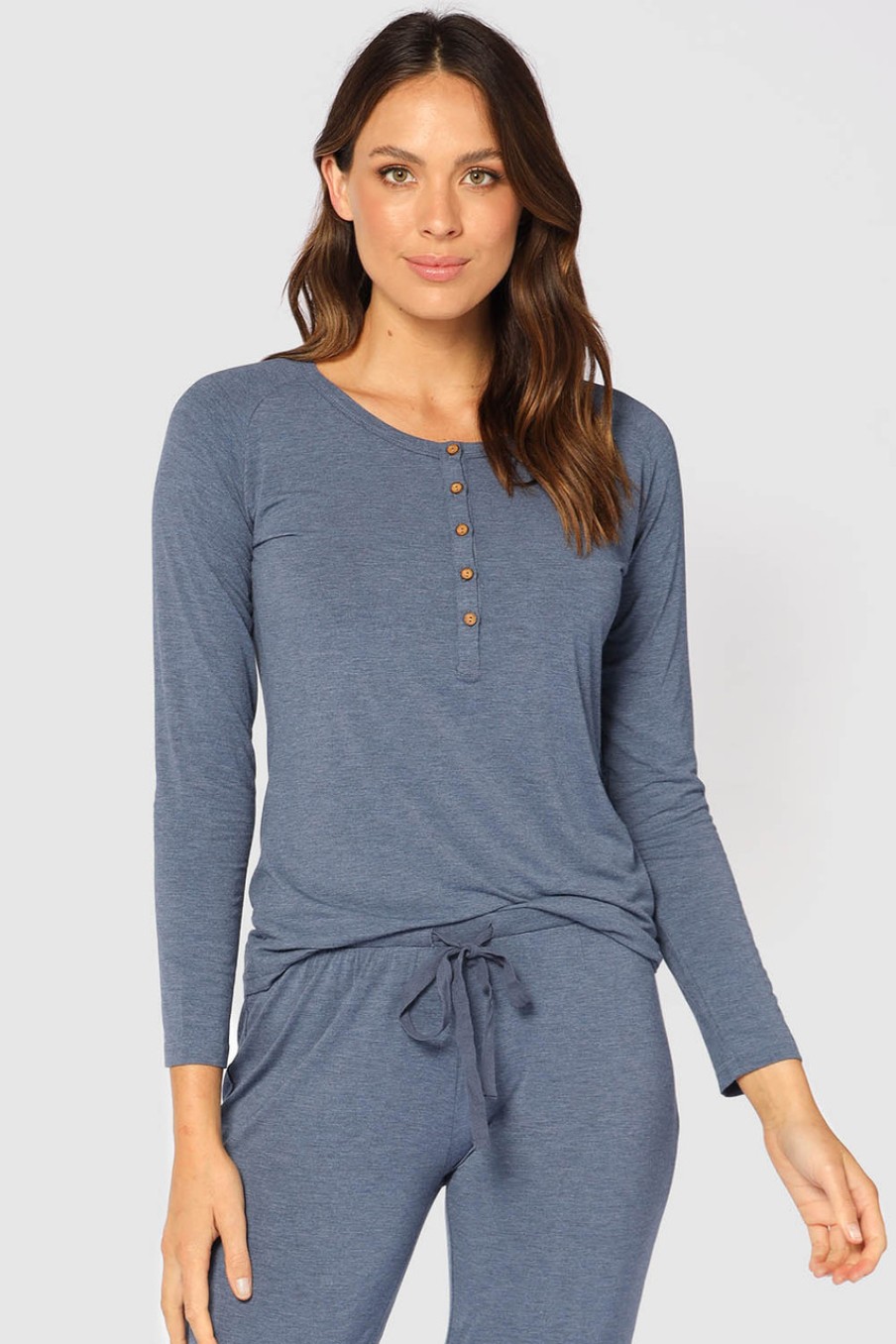 Lingerie & Sleepwear Bamboo Body | Henley Long Sleeve Bamboo Top