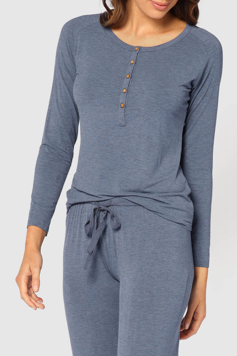 Lingerie & Sleepwear Bamboo Body | Henley Long Sleeve Bamboo Top