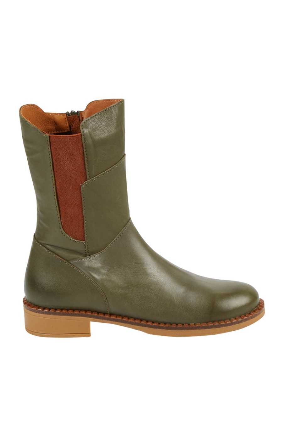 Shoes Bueno | Pascalle Leather Ankle Boot Forrest