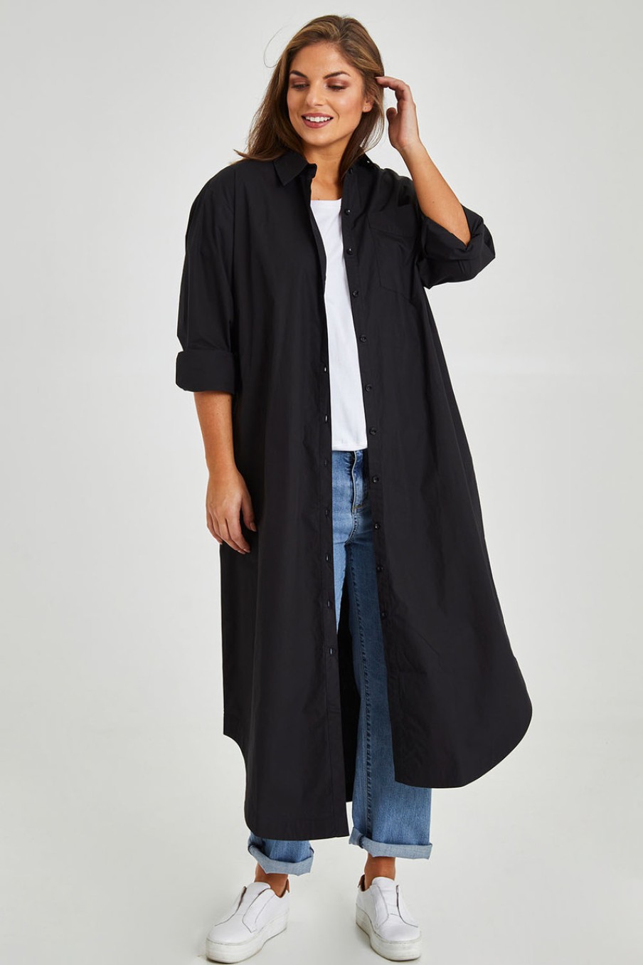 Dresses Natural for birds | Cotton Maxi Shirt Dress Black