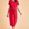 Dresses bird keepers | The Short Sleeve Tie Waist Dress Burntred