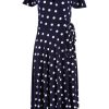 Dresses Sacha Drake | Reverse Wrap Midi Fluted Sleeve Dress Polka