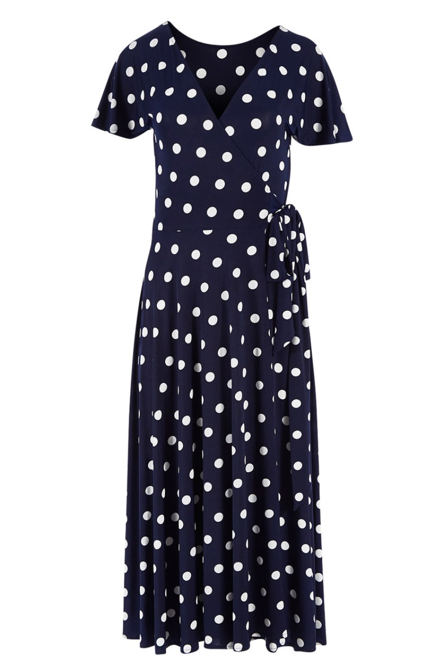 Dresses Sacha Drake | Reverse Wrap Midi Fluted Sleeve Dress Polka