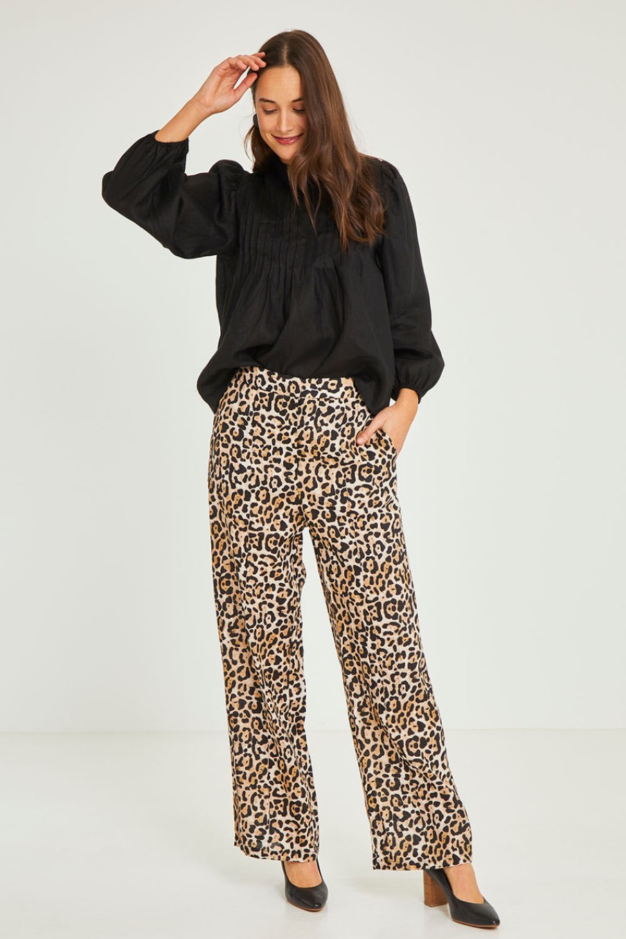 Pants & Leggings Adorne | Frankie Linen Pant Leopard