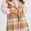 Coats & Jackets boho bird | Check Me Longline Vest Camelpink