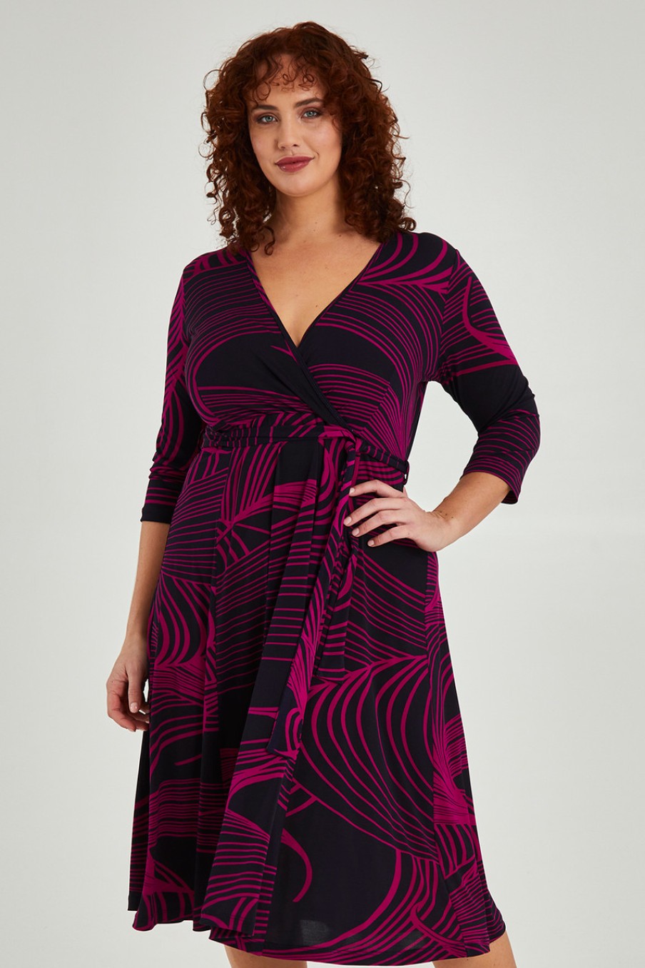 Dresses bird by design | The 3/4 Sleeve Printed Jersey Dress Swirl