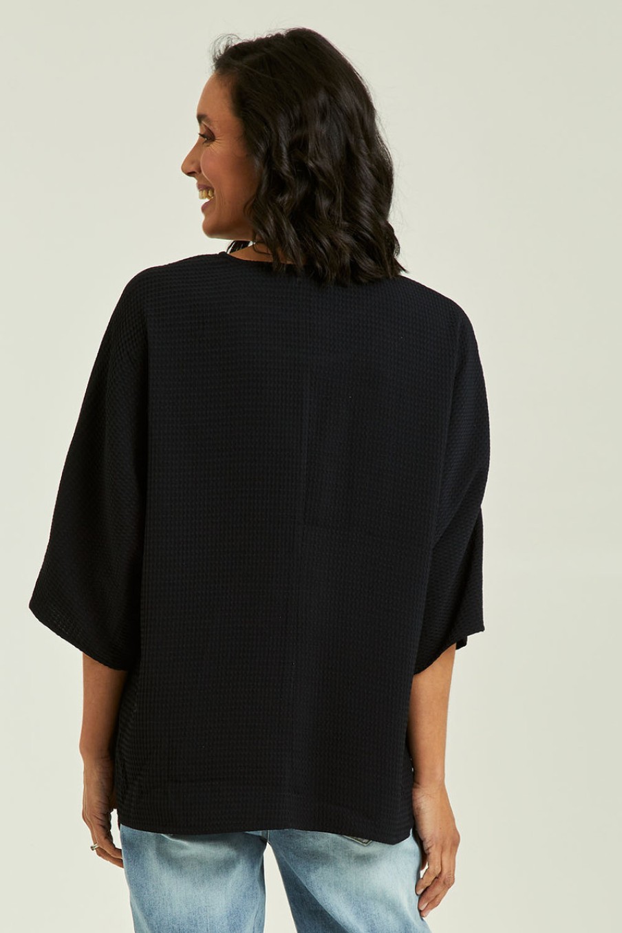 Tops bird keepers | The Textured Relax Fit Top Navy