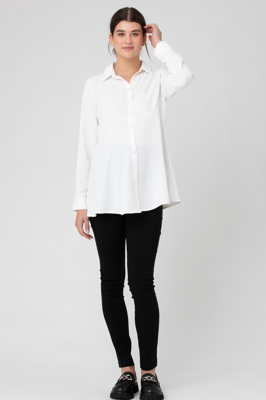 Tops Ripe Maternity | Tina Peplum Shirt White