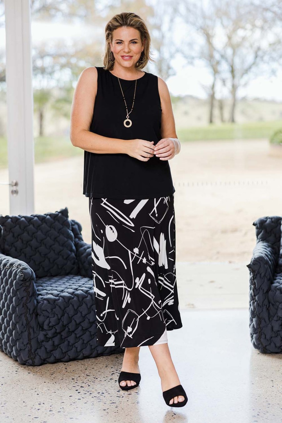 Skirts Belle bird | Belle Fit & Flare Printed Skirt Blackwhite