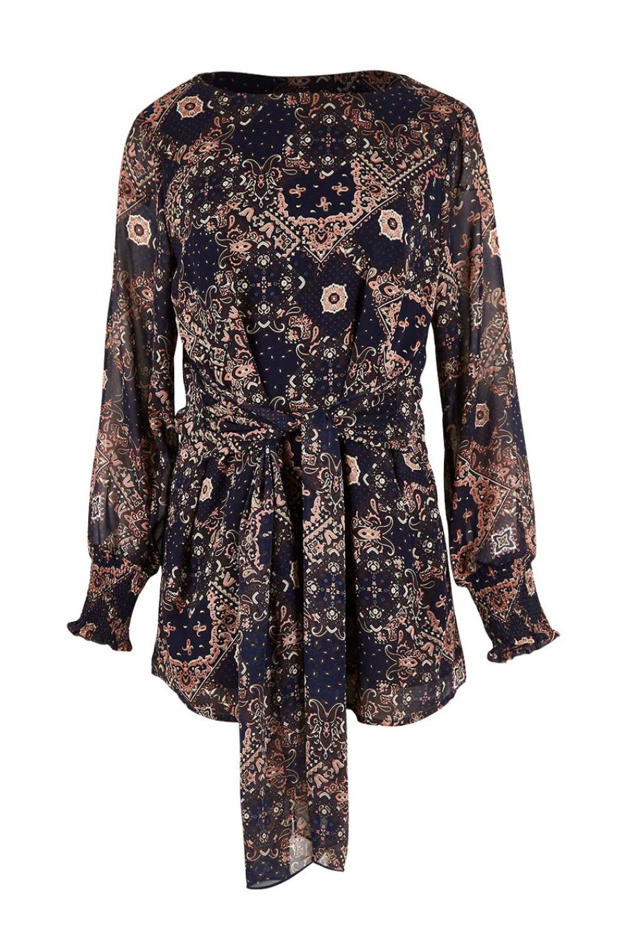 Tops bird by design | The Printed Chiffon Lined Tunic Baroque