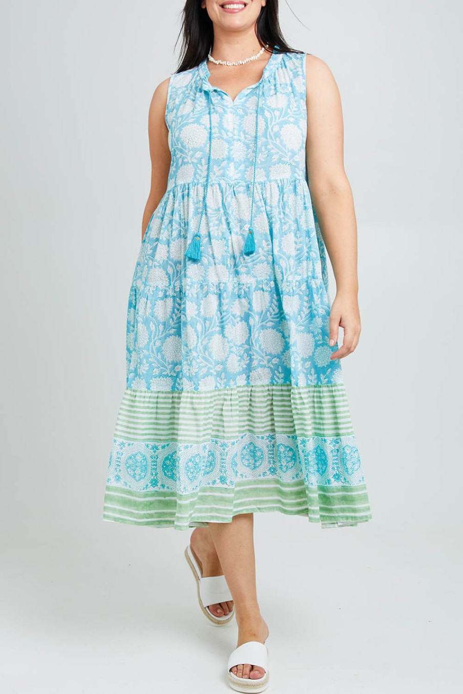 Dresses Sea Bird | Gillards Beach Cotton Dress Bluegreen