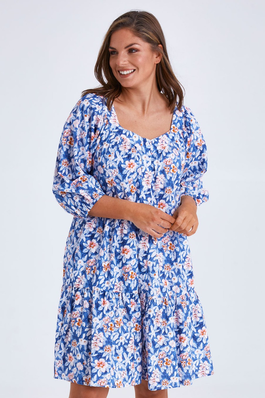 Dresses Cordelia St | Summer Leaves Dress Blue