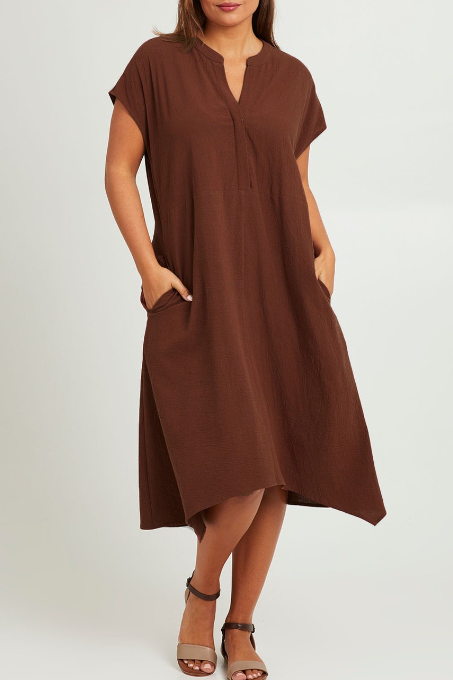 Dresses bird keepers | The Button Front Trapeze Dress Cocoa