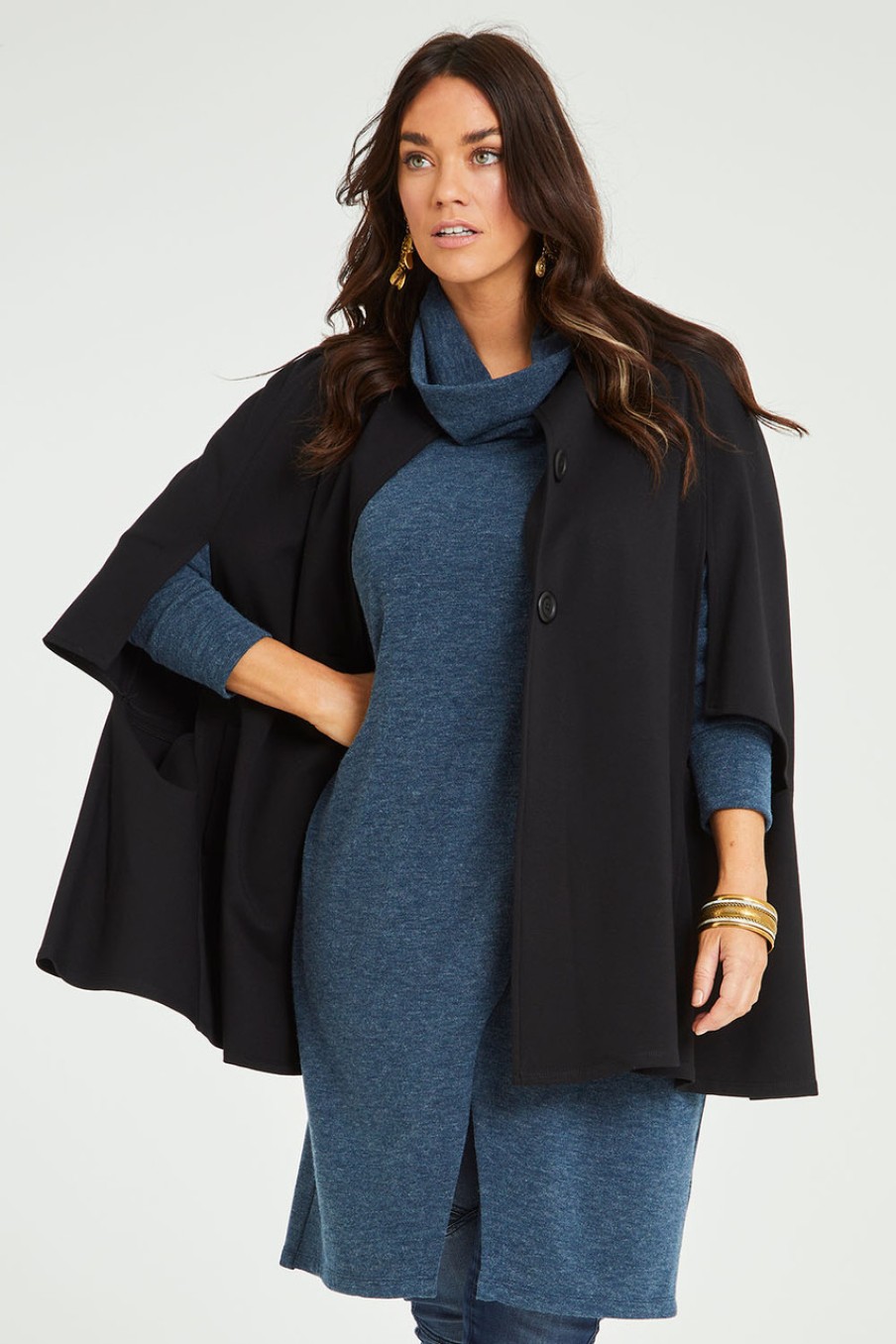 Coats & Jackets boho bird | Sherlock And I Ponte Cape Black