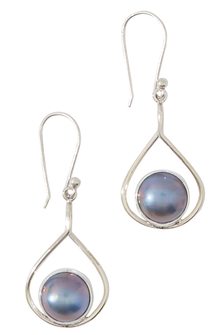 Accessories Lush Designs | New Moon Mabe Pearl Blue Earrings Silver