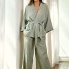 Pants & Leggings Unwind by Birdsnest | Cotton Wide Leg Lounge Pant Sage