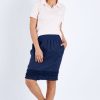 Skirts Gordon Smith | Frill Hem Pull On Linen Skirt