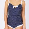 Swimwear Capriosca | Boyleg One Piece With Bow Navywhite