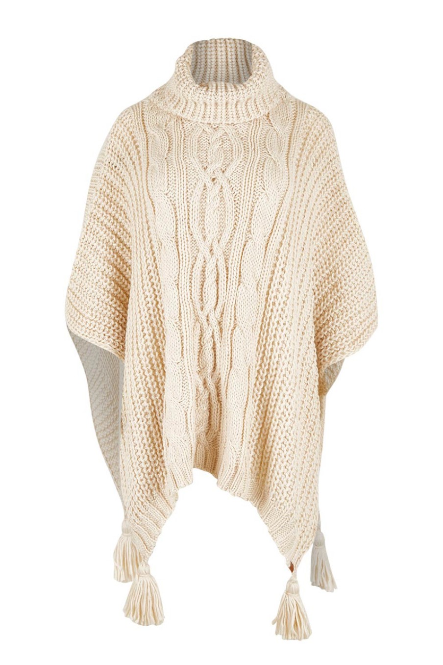 Coats & Jackets Brakeburn | Cream Tassle Poncho Ecru