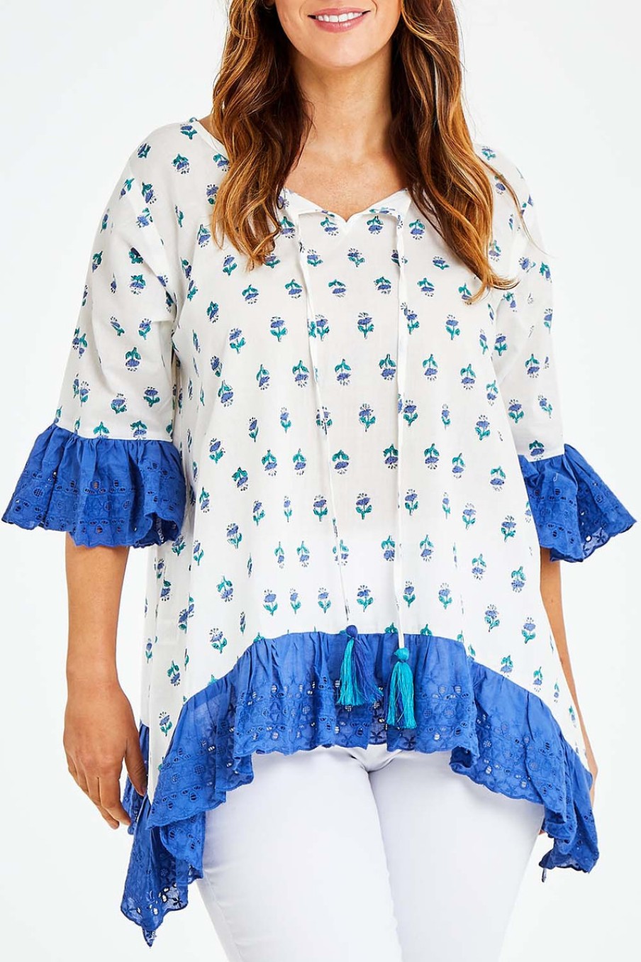 Tops Naudic | Hacienda Tunic Blue