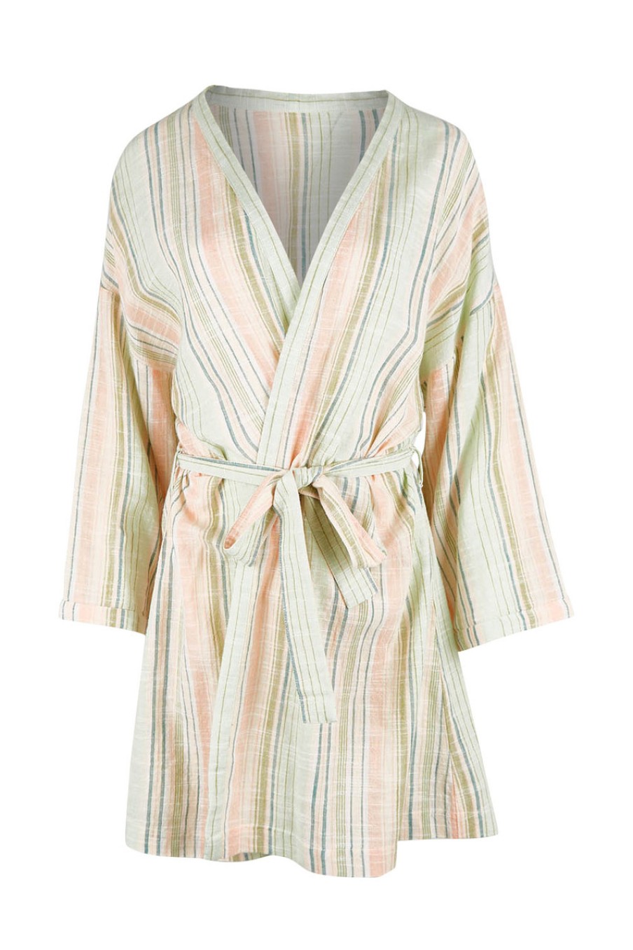 Lingerie & Sleepwear Unwind by Birdsnest | Cotton Stripe Dressing Robe Softstripe