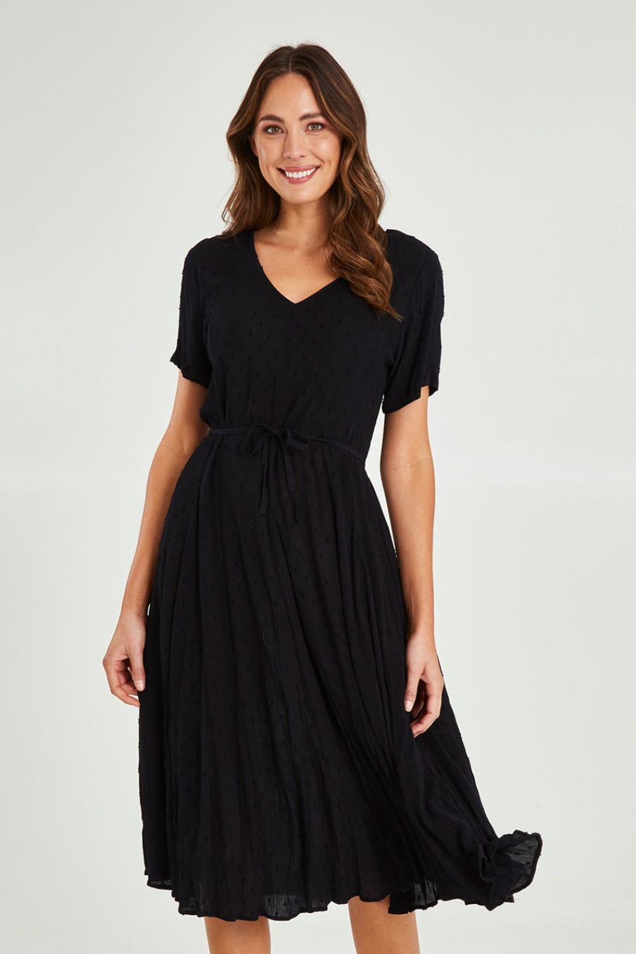 Dresses Orientique | Essentials Godet Short Sleeve Dress