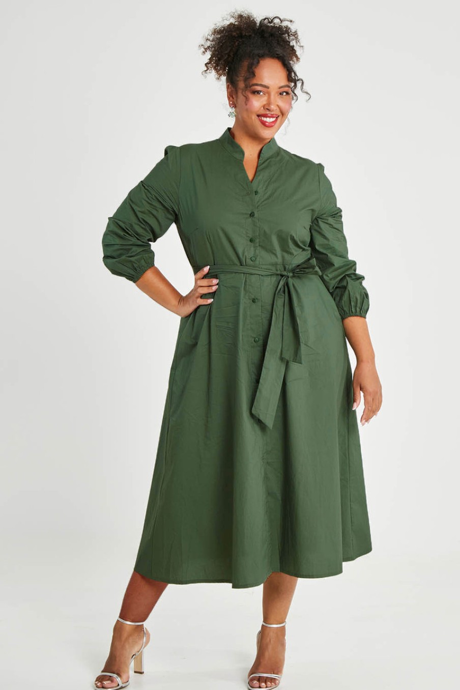 Dresses Moonlight Bird | Jeanie Shirt Dress Sage