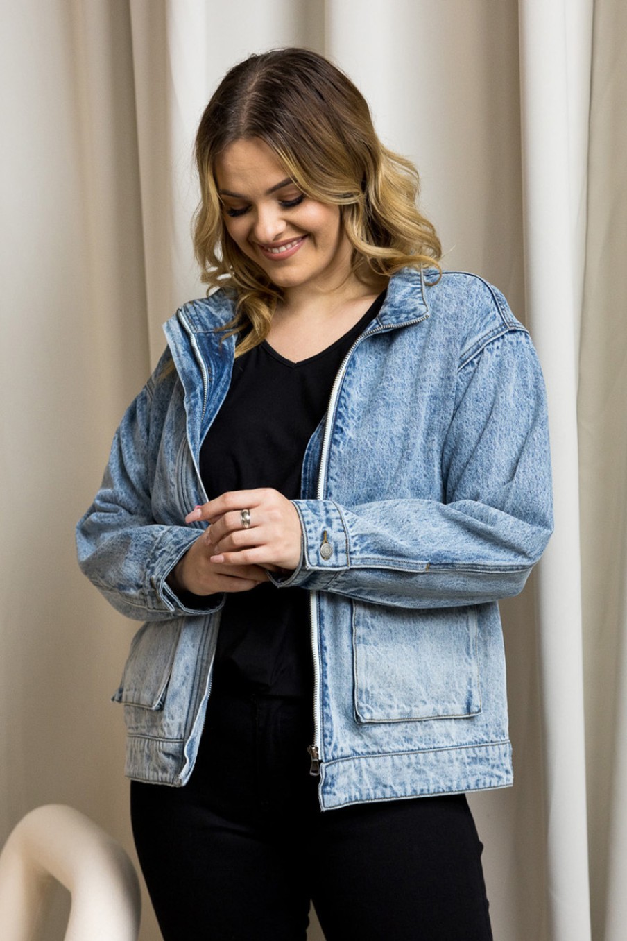 Coats & Jackets PQ Collection | Boyfriend Oversized Denim Jacket Midwash