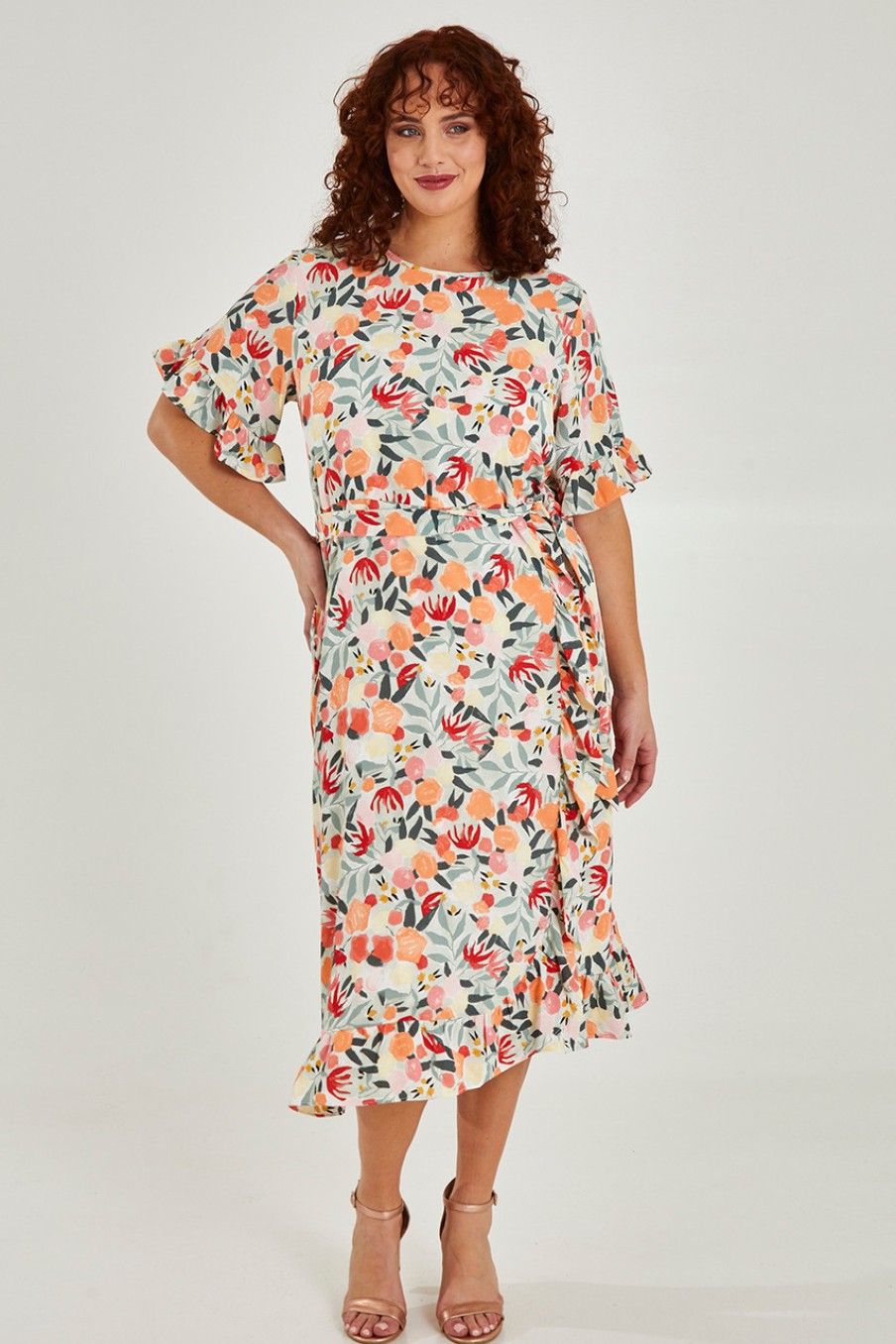 Dresses bird by design | The Lined Kimono Sleeve Ruffle Hem Dress Orchard