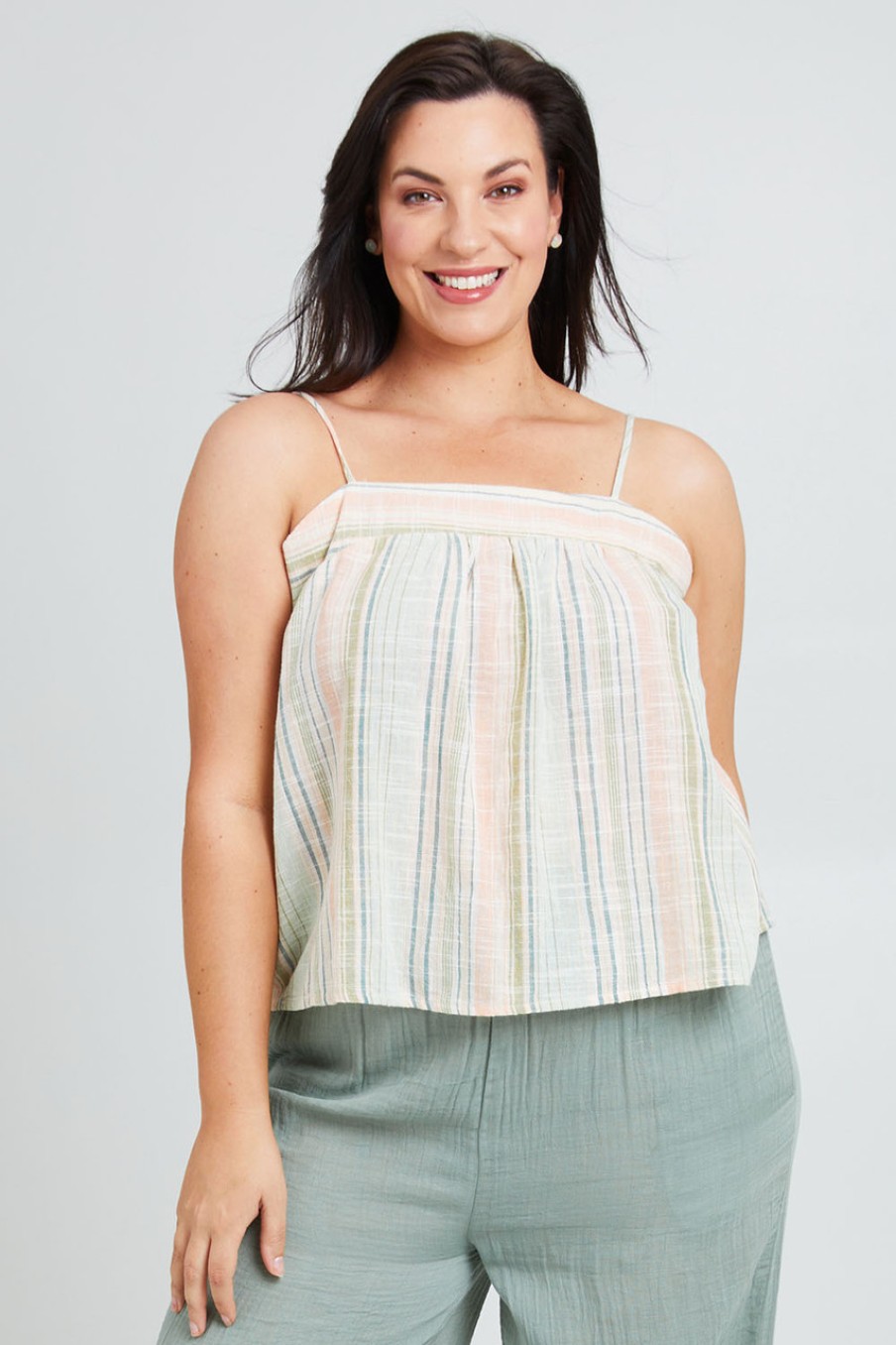 Tops Unwind by Birdsnest | Cotton Stripe Cami Softstripe