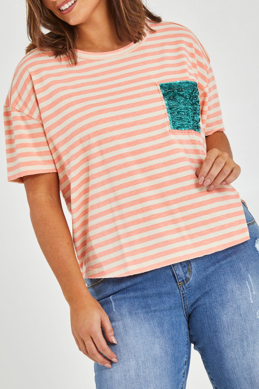 Tops handpicked by birds | Sequin Pocket Tee Sequins