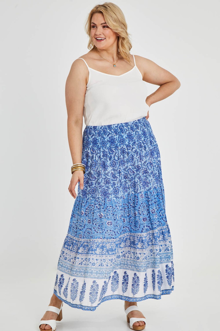 Skirts Sea Bird | Murrays Beach Cotton Maxi Skirt Blue