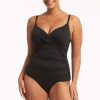 Swimwear Sea Level | Twist Front Dd/E Cup Tankini Black