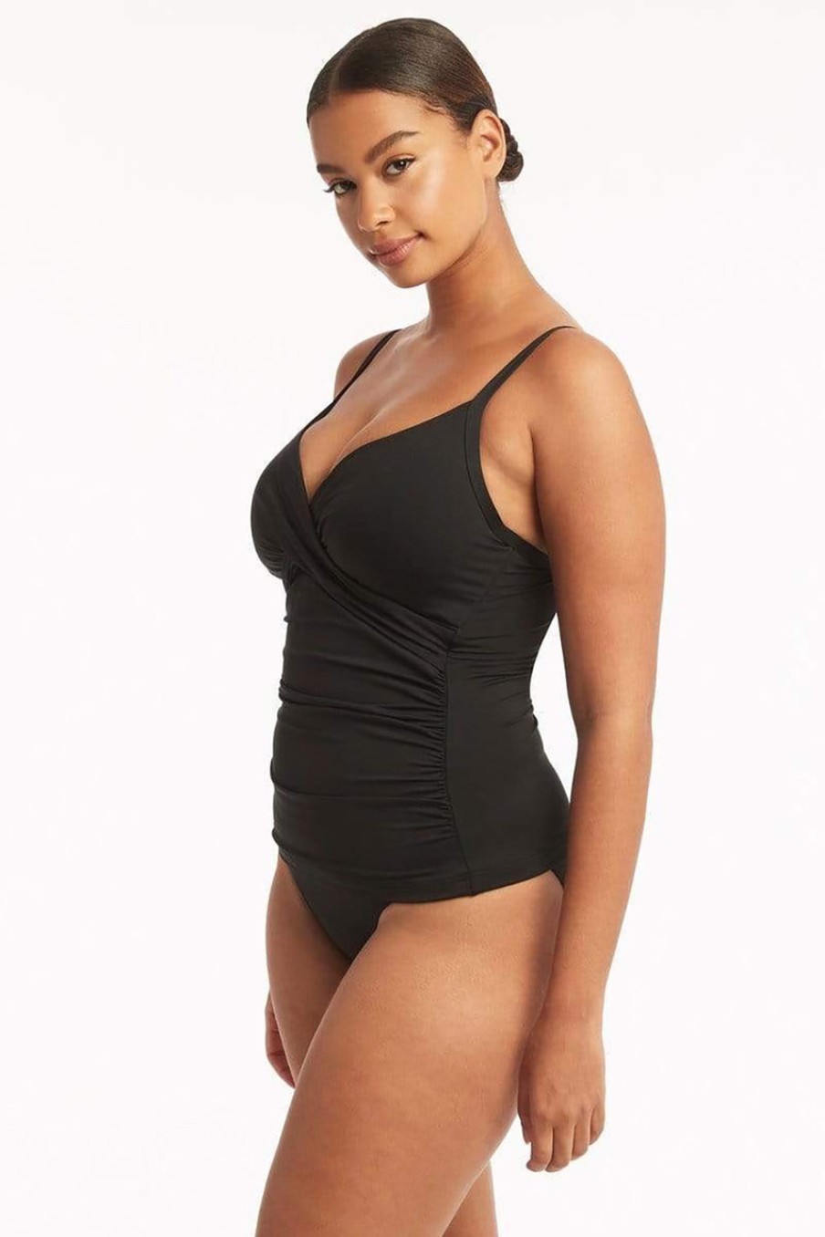 Swimwear Sea Level | Twist Front Dd/E Cup Tankini Black