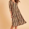 Dresses bird keepers | The 3/4 Sleeve Printed Tiered Tee Dress Tanblack