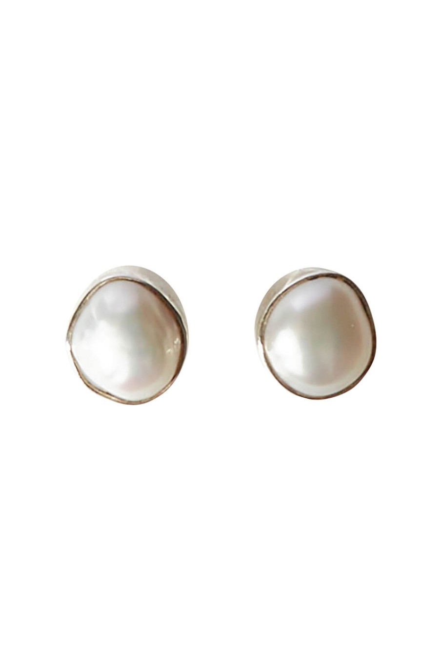 Accessories Greenwood Designs | Bezel Set Pearl Stud Silver